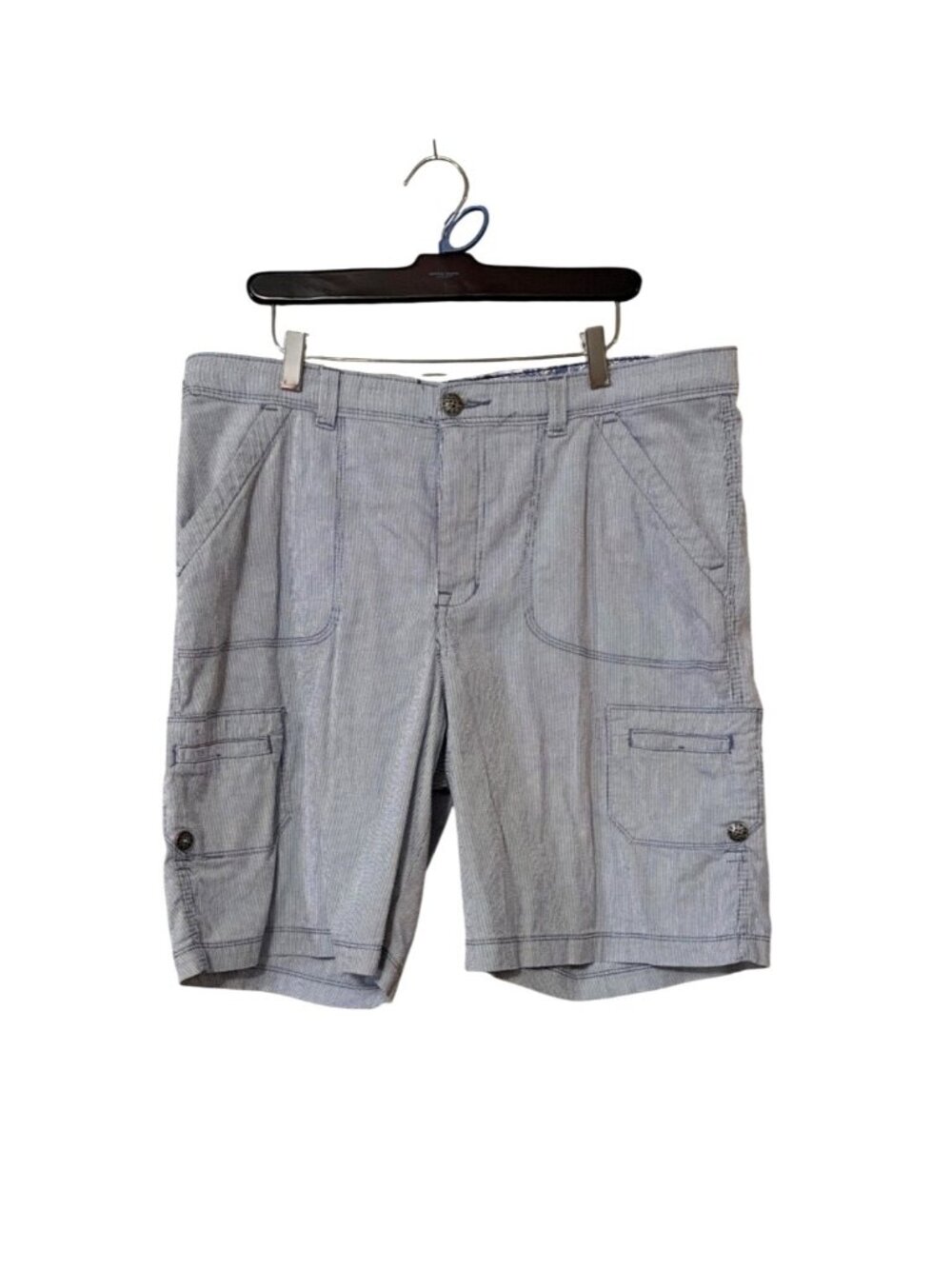 Lee Comfort Waistband Womens Striped Cargo Shorts‎ Size 16 Medium Cotton Blend